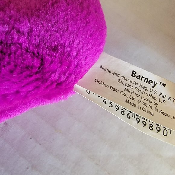 Small Barney Purple Green Dinosaur Plush Doll PBS Kids TV Show I Love You Heart - Picture 6 of 11